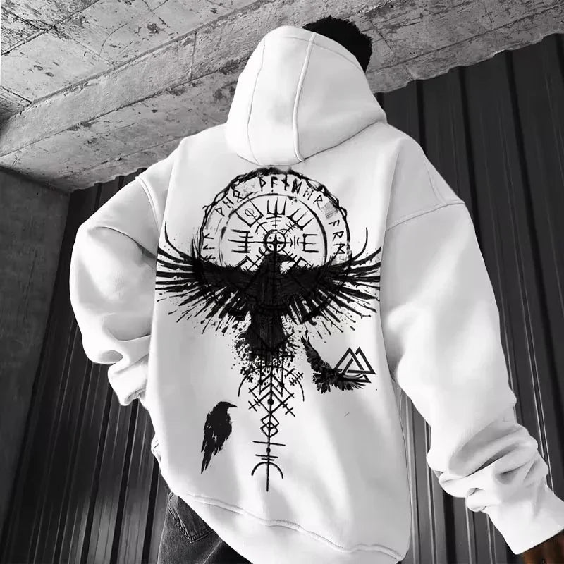 RAVENRUNE™— Norse Oversized Dark Graphic Hoodie
